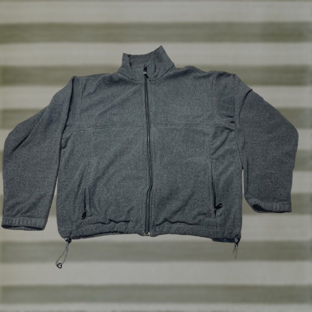 Vintage Columbia Fleece Jacket Mens Gray Large Zip Up Athletic Drawstring Size US L / EU 52-54 / 3 - 1 Thumbnail