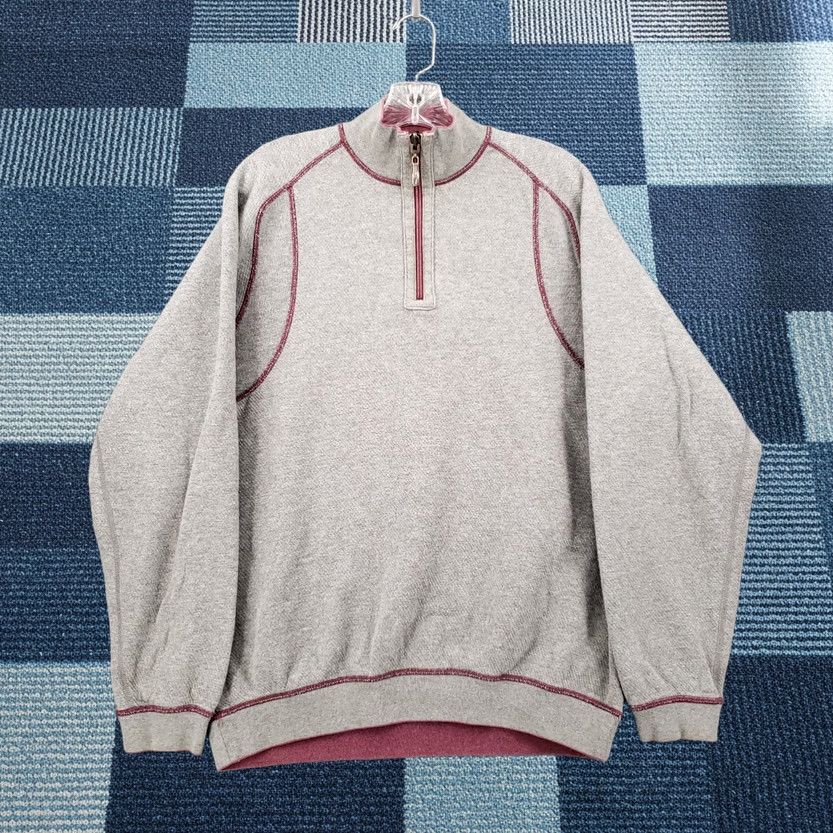 Tommy Bahama Tommy Bahama Sweater Mens L Gray Men Reversible Long Sleeve Zip Pullover Knit Size US L / EU 52-54 / 3 - 1 Thumbnail