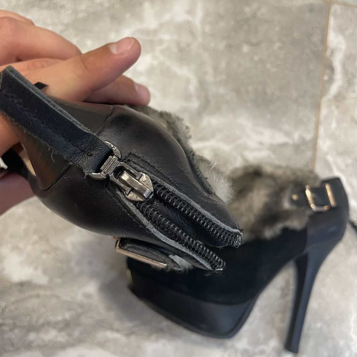 Fendi 37 Fendi Heels vintage FF faux fur Patent Peep shoe Platform Size US 7 / IT 37 - 6 Thumbnail