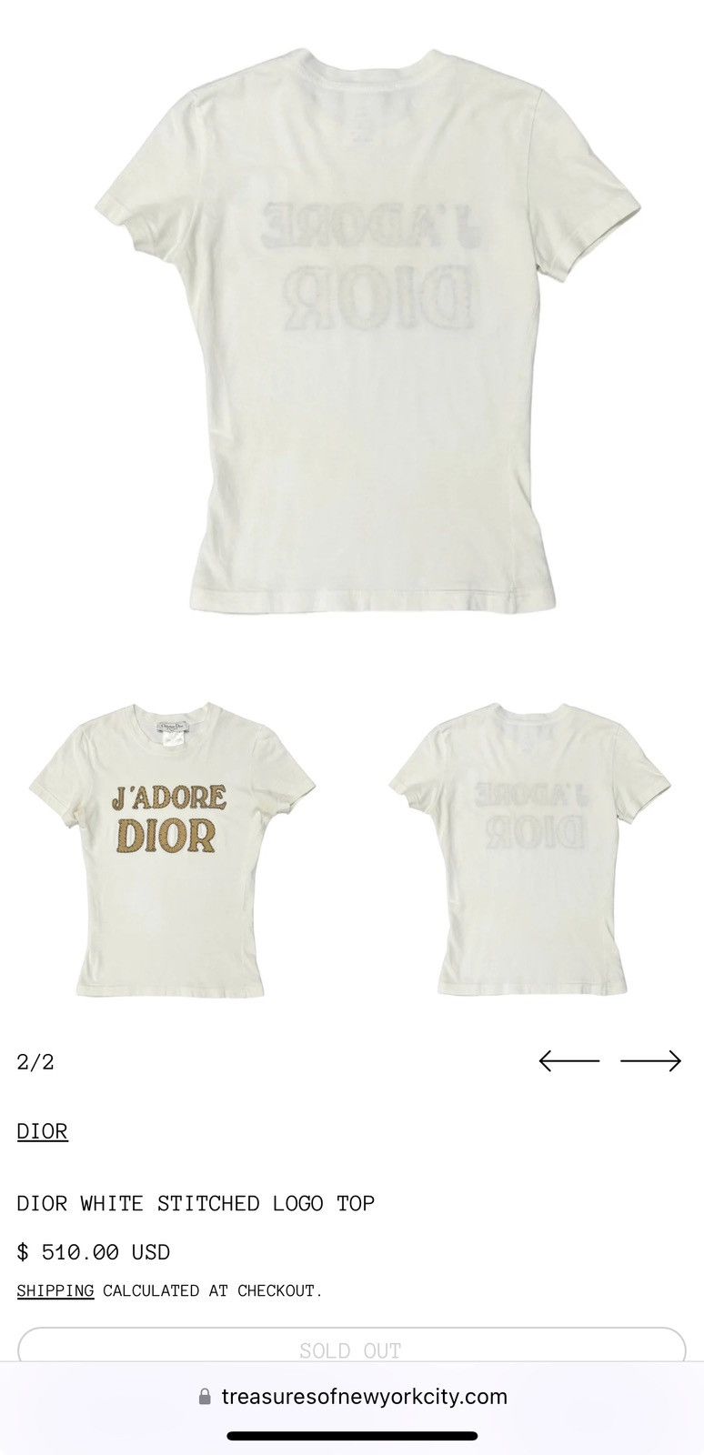Dior × Vintage VINTAGE DIOR WHITE STITCHED LOGO TOP Size S / US 4 / IT 40 - 2 Thumbnail