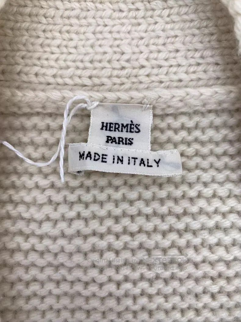 Hermes Hermes Beige Cashmere V-Neck Single Breasted Long Sleeve K Size XXS / US 00 / IT 34 - 6 Thumbnail