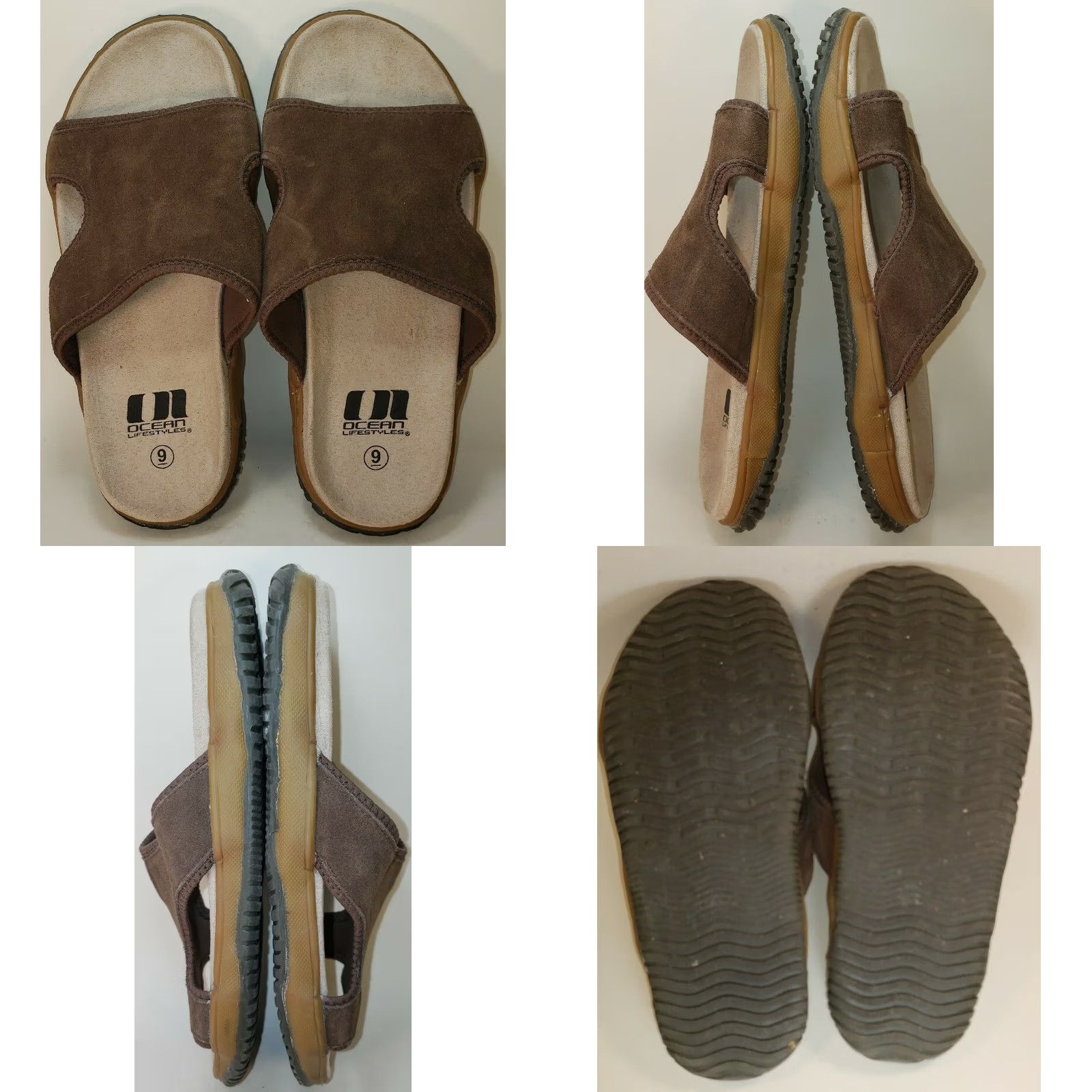 Vintage Ocean Lifestyles Slide Sandal Men 9M Brown Suede Upper Cushy Shaped Cushioned Arch Support Slip-On Casual Shoes Mens Brown Suede Slide 9M Size ONE SIZE - 8 Thumbnail