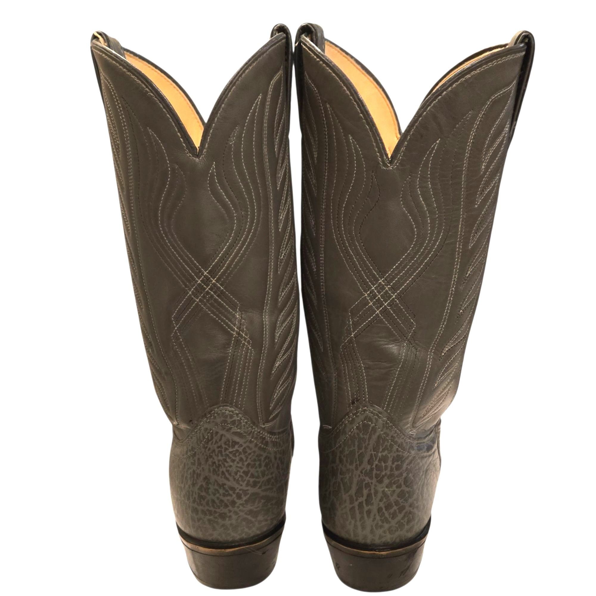 Other Gray Leather Cowboy Boots Vintage Mens 11 B Narrow Width Cou Size US 11 / EU 44 - 7 Thumbnail