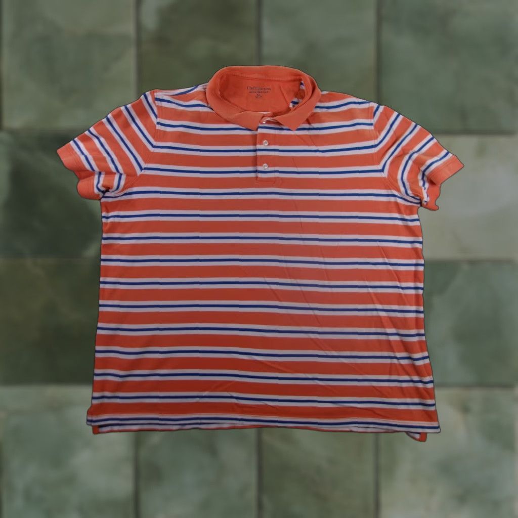 Croft & Barrow Croft Barrow Polo Shirt Men XL Orange Striped Signature Polo Casual Classic Breathable 100% Cotton Button Collared Size US XL / EU 56 / 4 - 1 Thumbnail