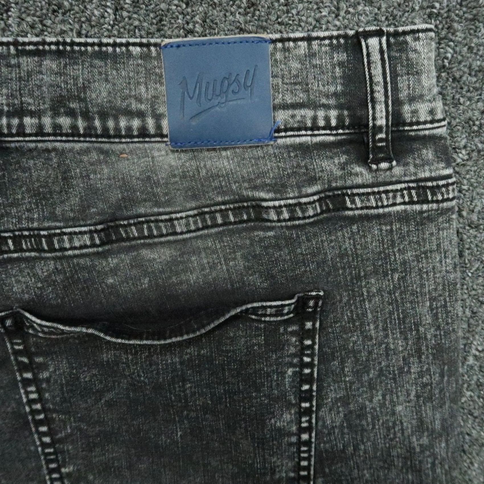Denime Mugsy Jeans Mens 42x30 Gray Bowies Stone Wash 5 Pocket Straight Stretch Denim Shirt? Size US 42 / EU 58 - 6 Thumbnail