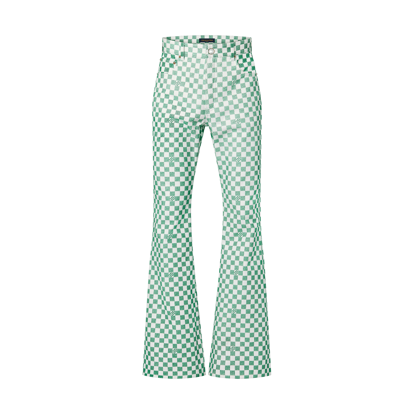 image of Distressed Denim x Louis Vuitton Jeans Monogram Workwear Cargo Lv Logo 1Afi43 in Green/White (Size 