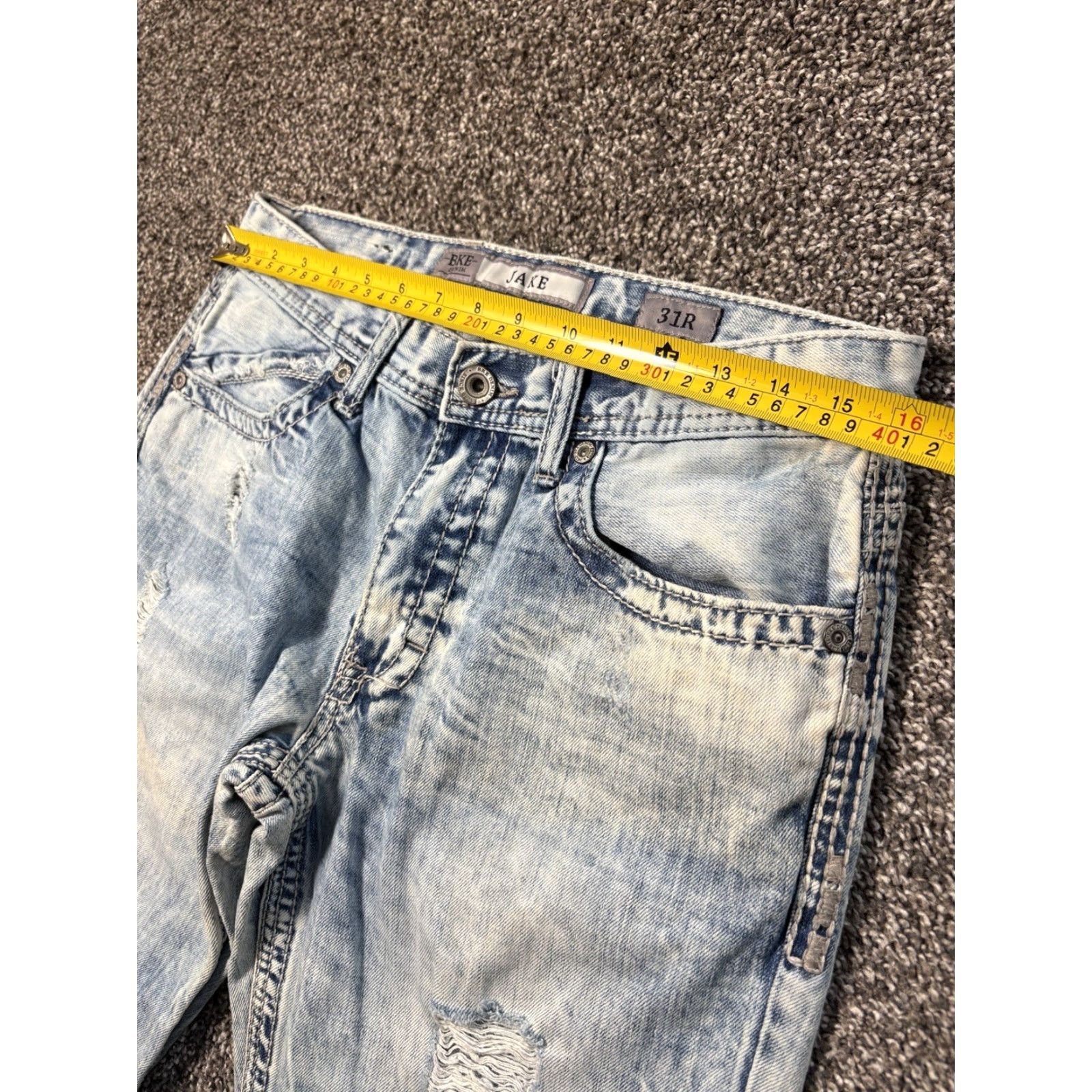 BKE VINTAGE BKE Jake Jeans Mens 31x30 Straight Light Blue Distressed Acid Wash Size US 31 - 5 Thumbnail