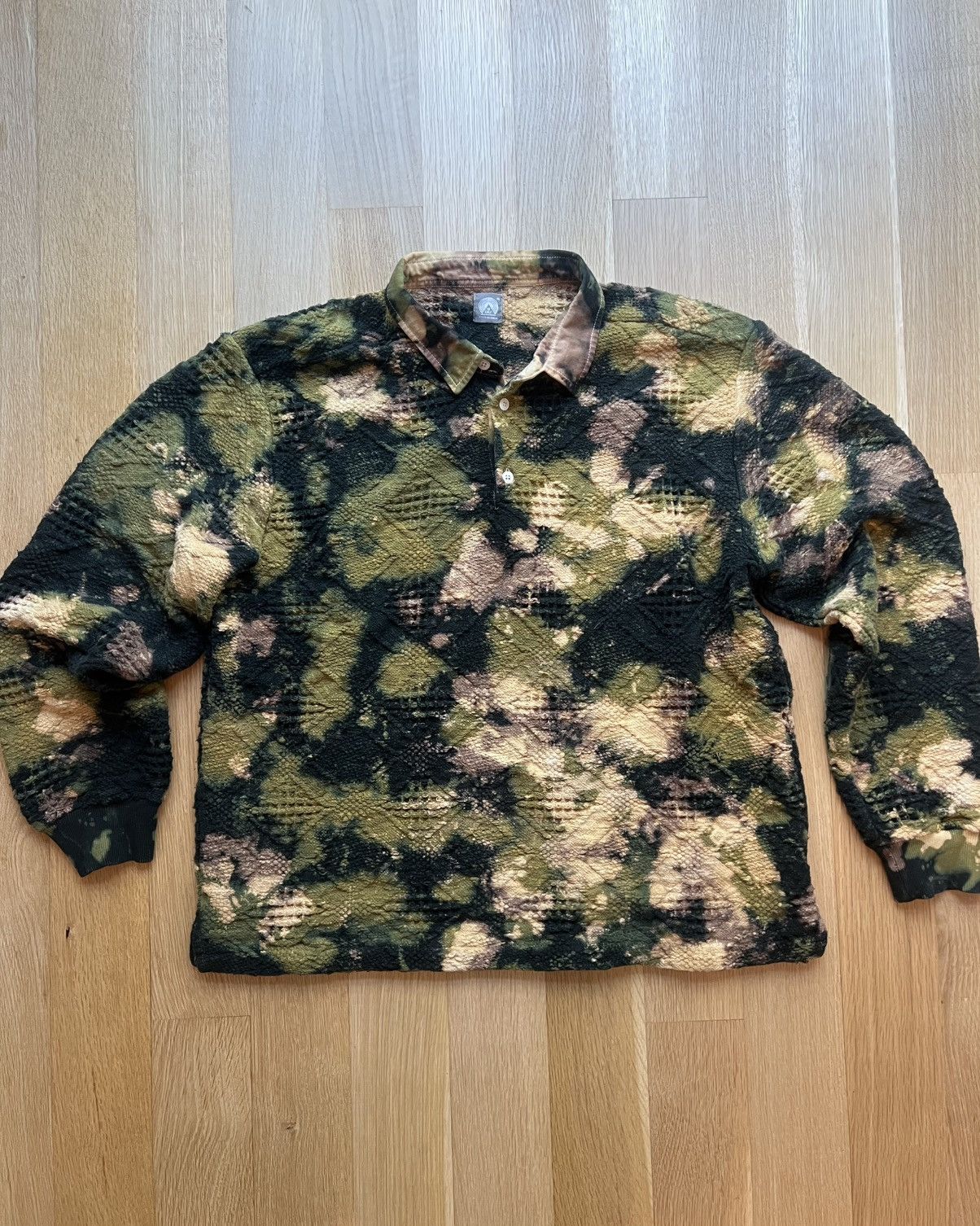 18 East HOMER “SWEATER” POLO HANDLOOM COTTON BLANKETING CUSTOM CAMO Size US XL / EU 56 / 4 - 1 Thumbnail