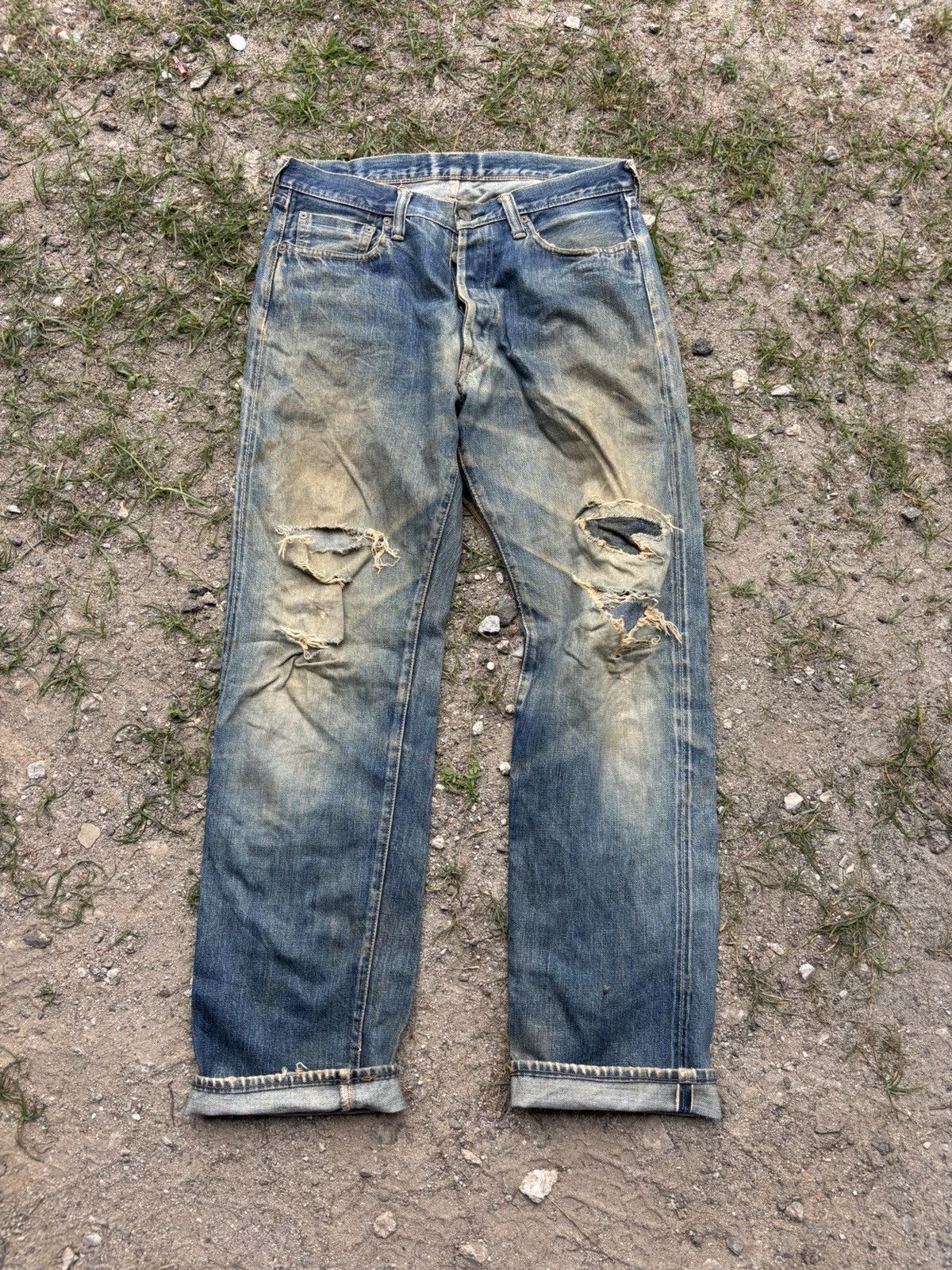 Full Count & Co. Distressed Full Count Selvedge Jeans Size US 32 / EU 48 - 1 Thumbnail