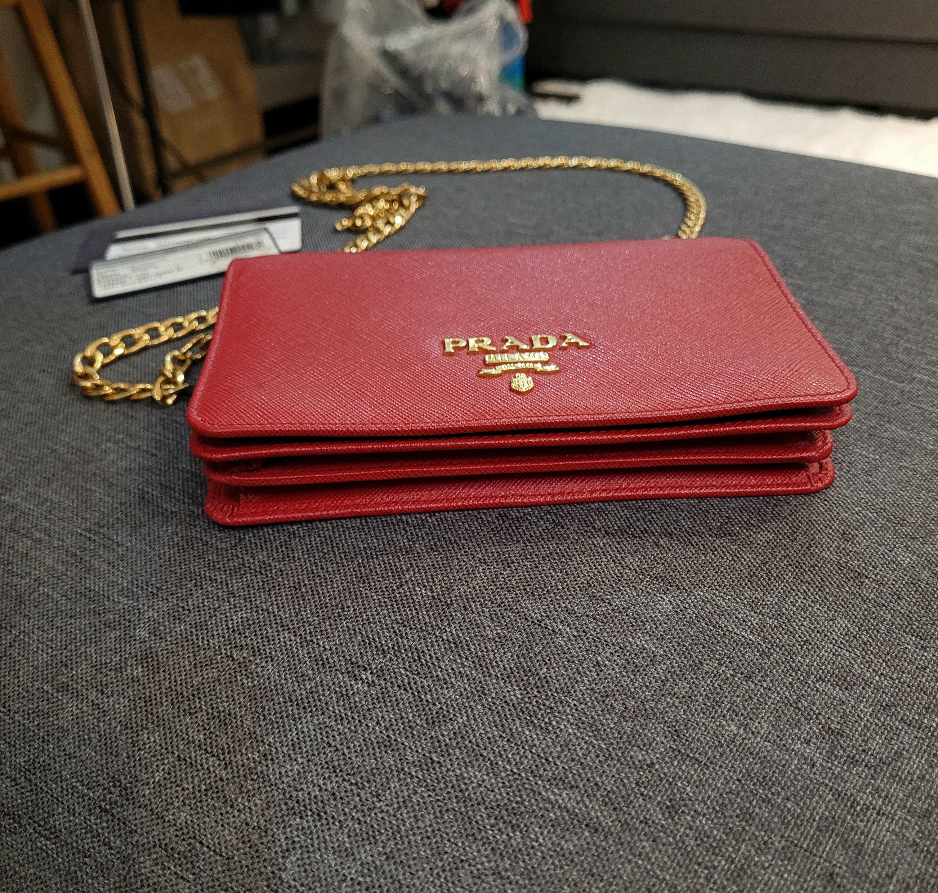 Prada Prada Crossbody Wallet on Chain Saffiano Lux Leather 1BP006 Size ONE SIZE - 7 Thumbnail