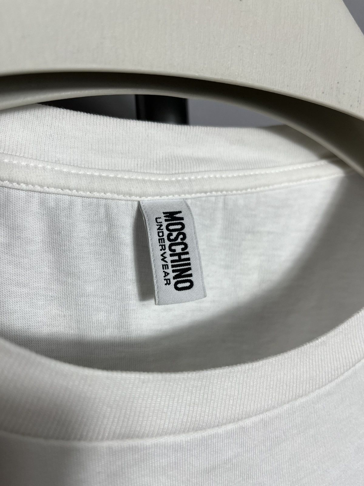Moschino Moschino T-Shirt White Tape Logo cotton mens short sleeve Size US M / EU 48-50 / 2 - 4 Thumbnail