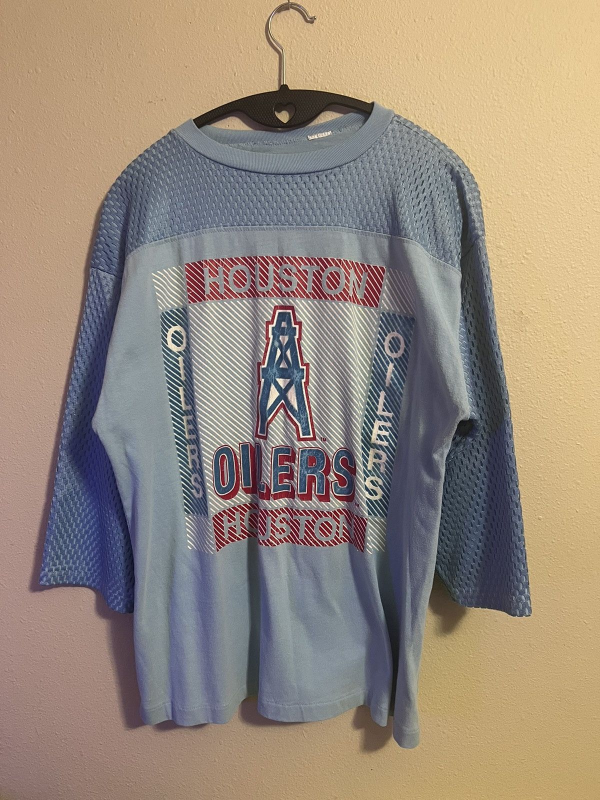 NFL Rare Vintage 1990s Houston Oilers mesh velvet jersey texas Size US L / EU 52-54 / 3 - 9 Thumbnail