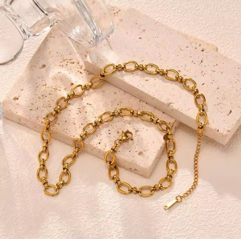 Handmade 6.7mm Bold Handmade Link Chain Choker Necklace Size ONE SIZE - 1 Thumbnail