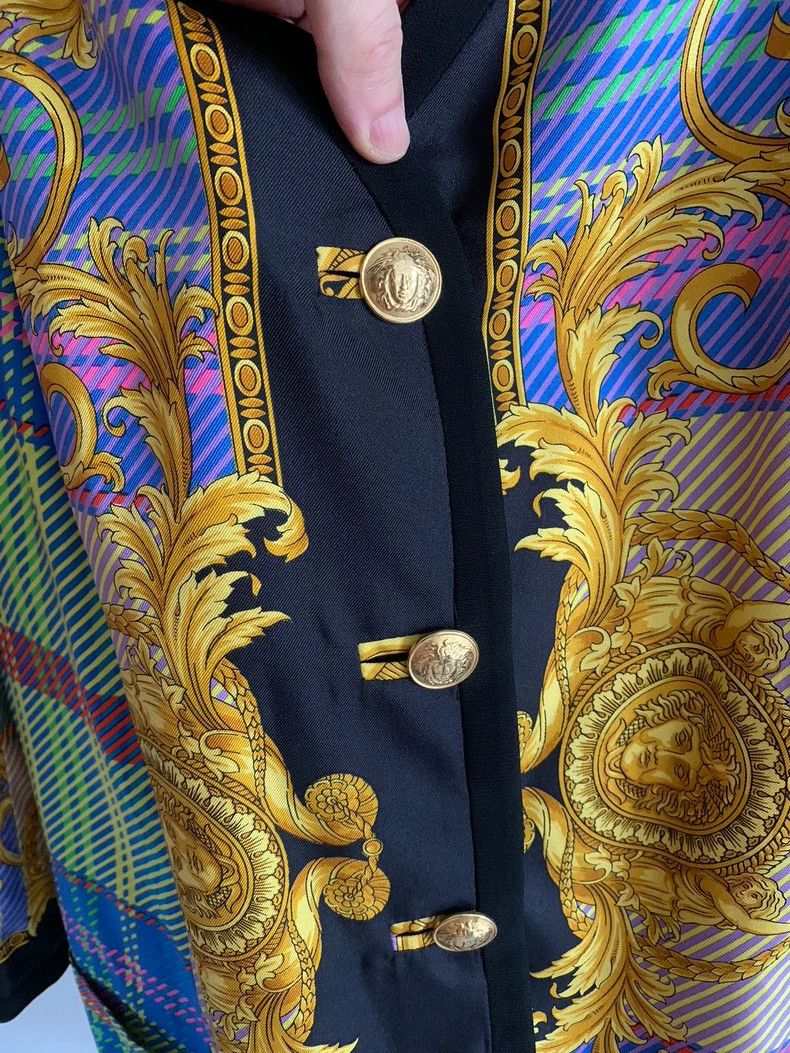 Versace Versace Court plaid silk coat Size L / US 10 / IT 46 - 5 Thumbnail