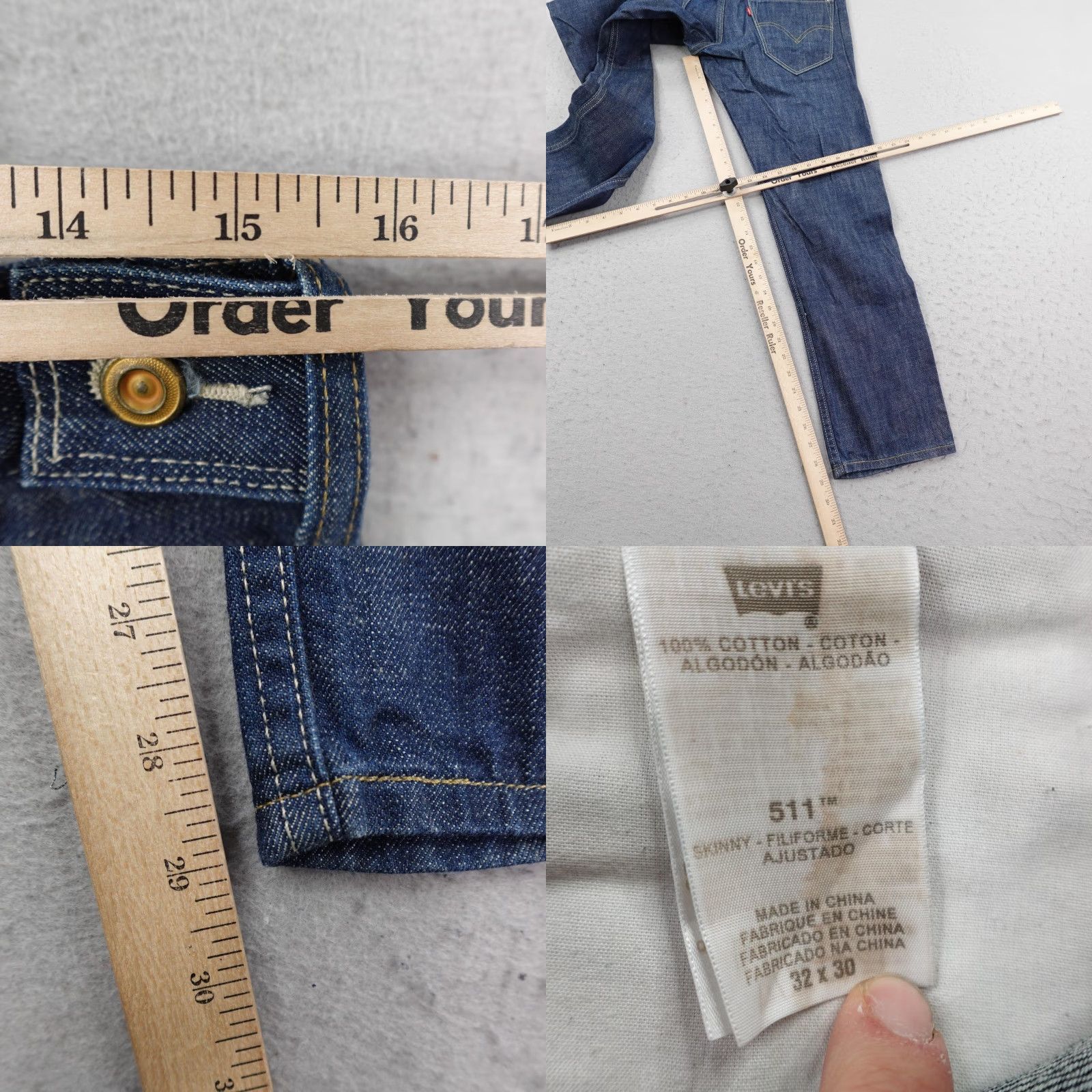 Levi's Levi's Jeans Men 32x30 Blue 511 Skinny Raw Denim Cinch Waist 5-Pocket Pocket Logo Zipper Button Size US 32 / EU 48 - 8 Thumbnail