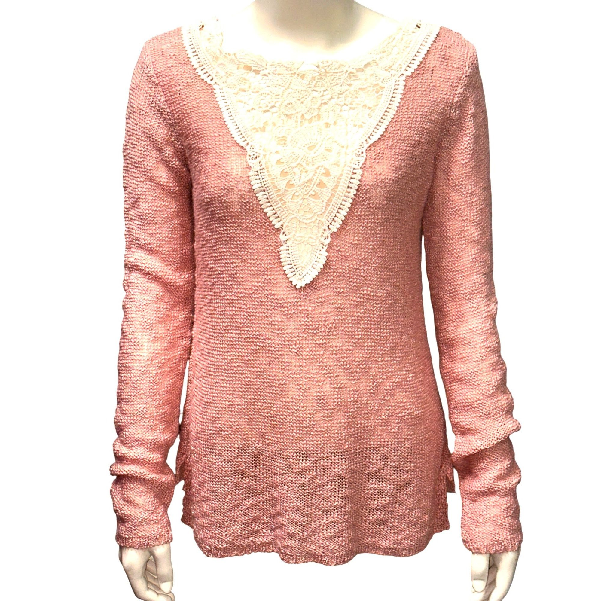 Other CCC Elegant Modern Vintage Pink Long Sleeve Knit Sweater Lac Size M / US 6-8 / IT 42-44 - 1 Thumbnail