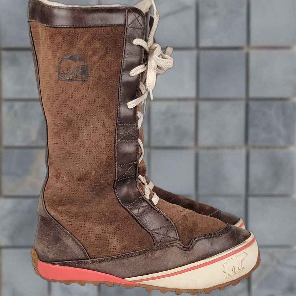 Sorel Mackenzie Boots Womens Size 8.5 Brown Waterproof Lace Up Tall