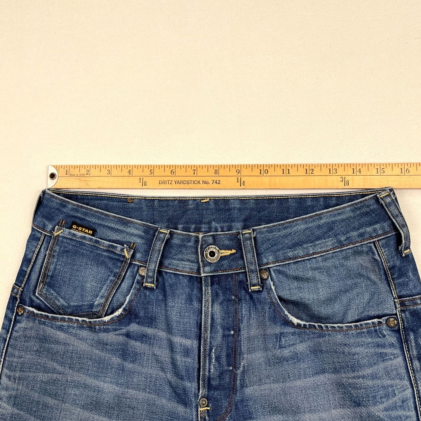 G-Star G-STAR Raw A Crotch Tapered Jeans Mens 30 x 28 Slim Taper Blue Denim Stretch Jeans Mens Slim Tapered Blue Denim Stretch Size US 30 / EU 46 - 6 Thumbnail