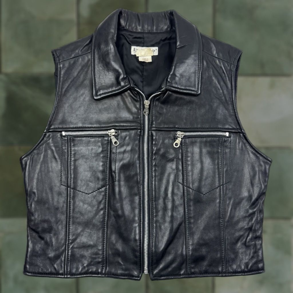 Bebe VINTAGE bebe Leather Vest Womens 10 Black San Francisco 100% Leather 80s Hipster Biker Size L / US 10 / IT 46 - 1 Thumbnail