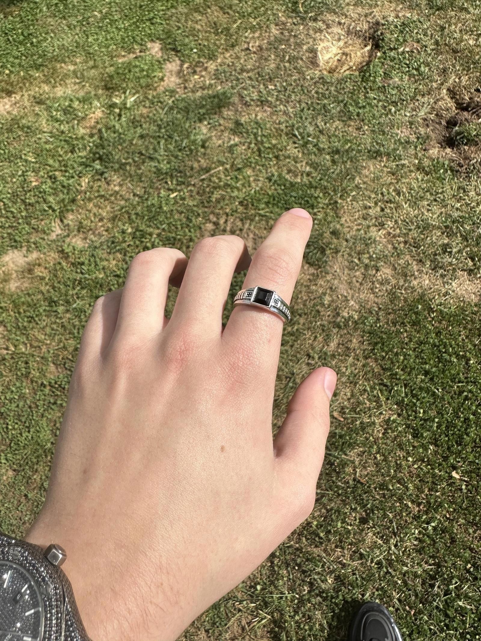 Jewelry Silver Black Enamel Signet Ring Size 9 Size ONE SIZE - 2 Thumbnail