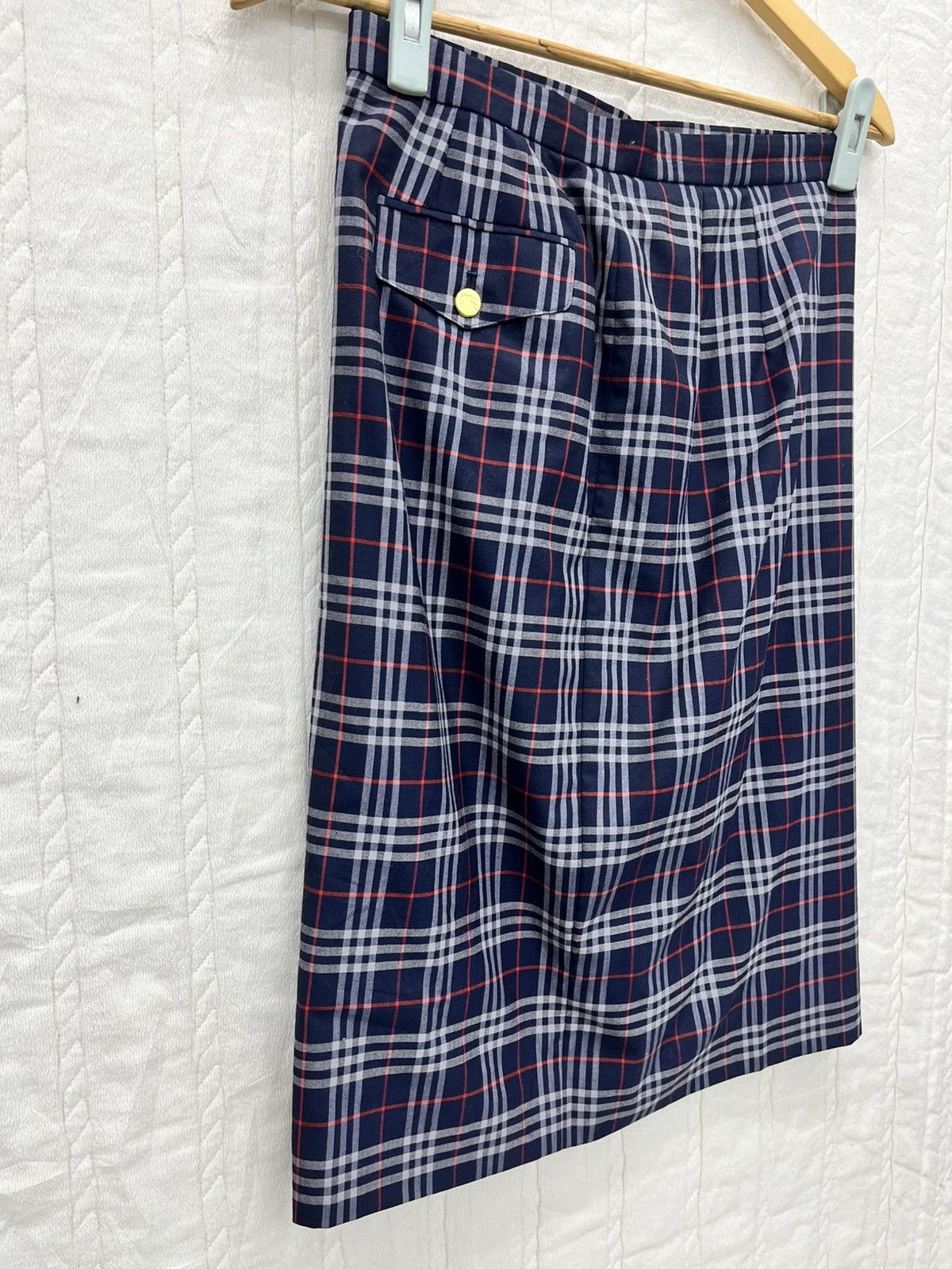 Burberry × Vintage ARCHIVE🔥BURBERRY WOOL CHECKED SKIRT Size 28" / US 6 / IT 42 - 6 Thumbnail