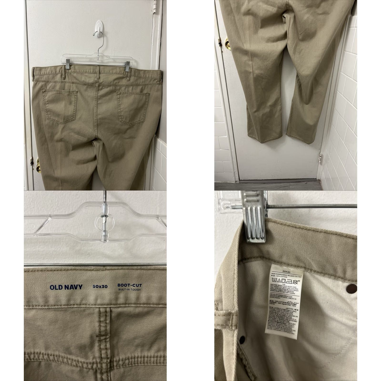 Old Navy VINTAGE Old Navy Boot Cut Pants Mens 50x30 Tan Khaki Built-In Tough NWT 5-Pocket Denim Cotton Casual Shirts? Size US 34 / EU 50 - 8 Thumbnail