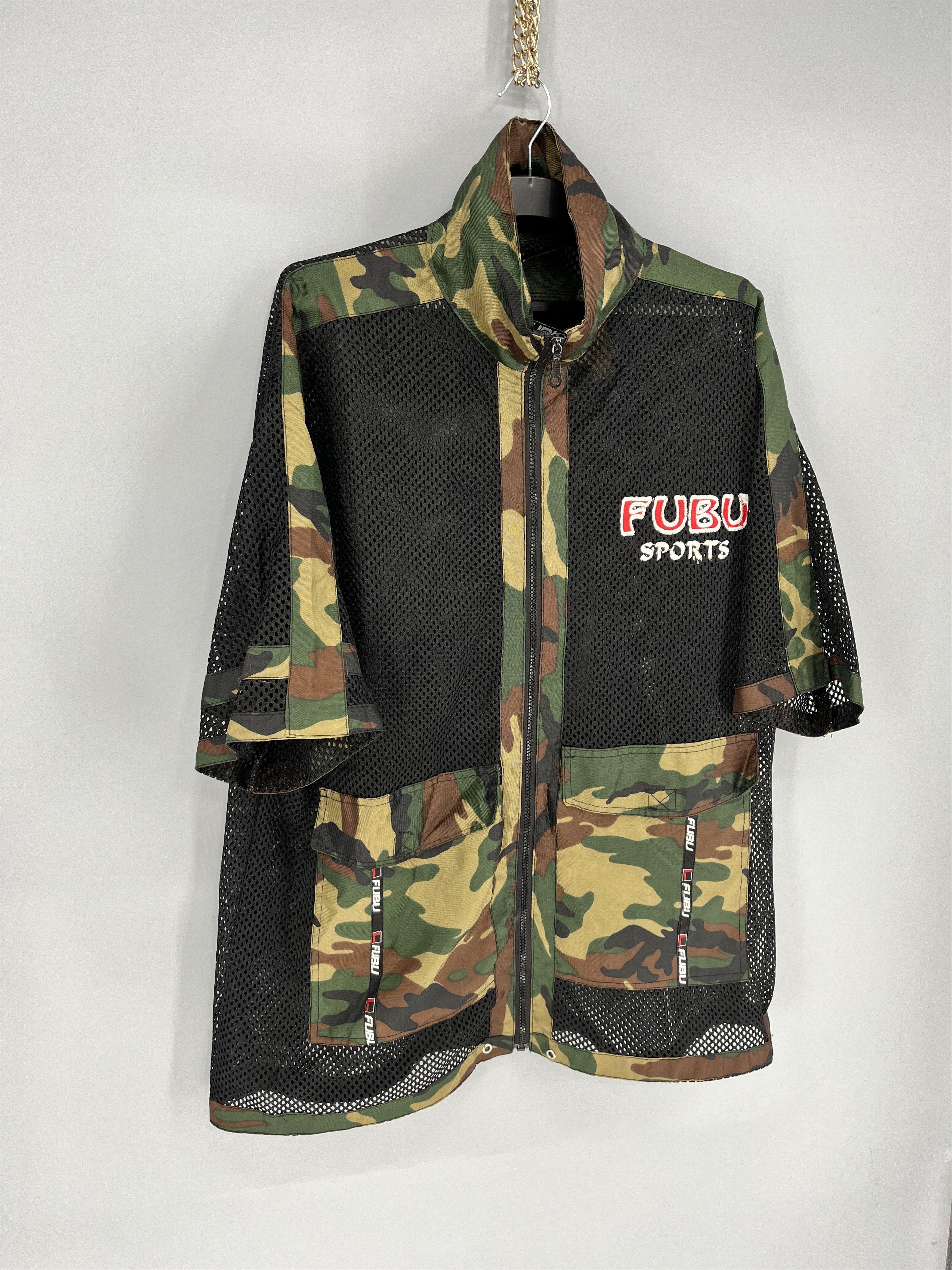 Fubu Vintage 90s Fubu Camo Sports Side Tapes Zipper Jacket Tshir Size US L / EU 52-54 / 3 - 2 Thumbnail