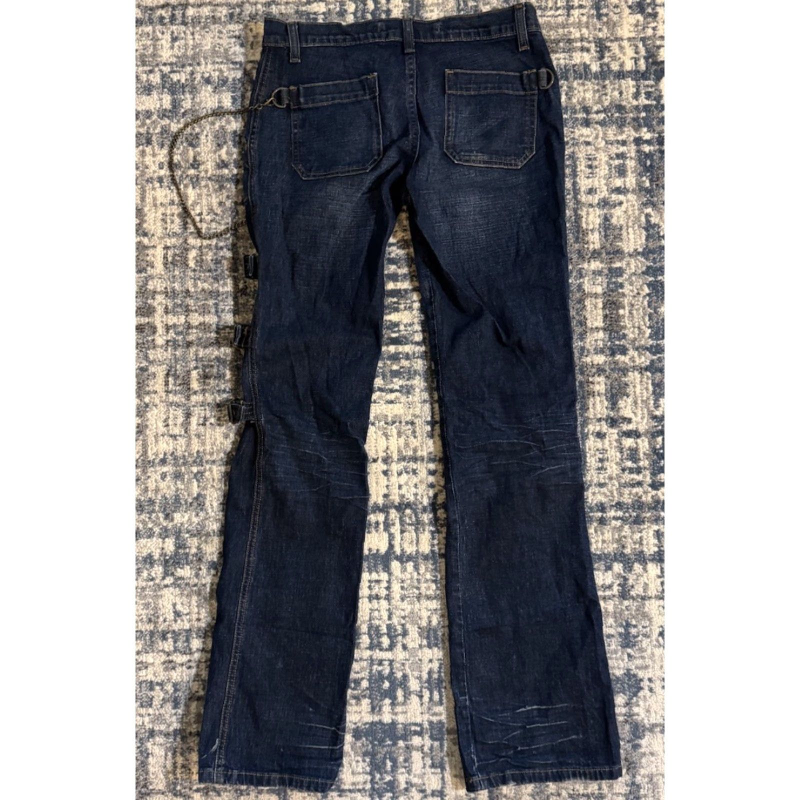 Express VINTAGE Y2K Express Jeans Sz 4 Low Rise Raver Buckle Straps Chain Precision Fit Size 27" / US 4 / IT 40 - 7 Thumbnail