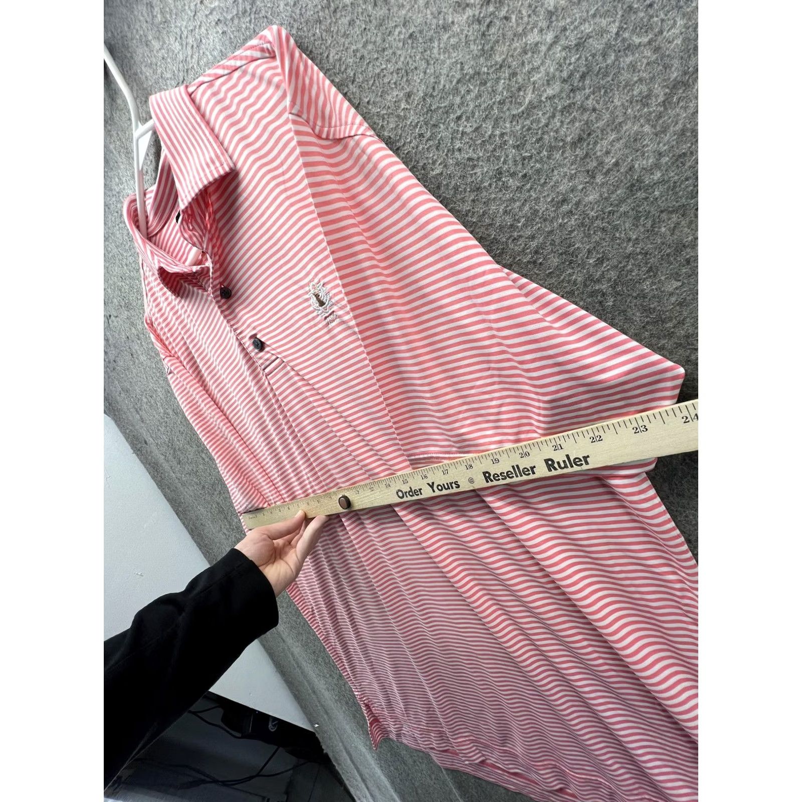 Footjoy FootJoy Polo Shirt Mens L Pink Stripe Short Sleeve Golf Performance Club Logo Jersey Size US L / EU 52-54 / 3 - 5 Thumbnail