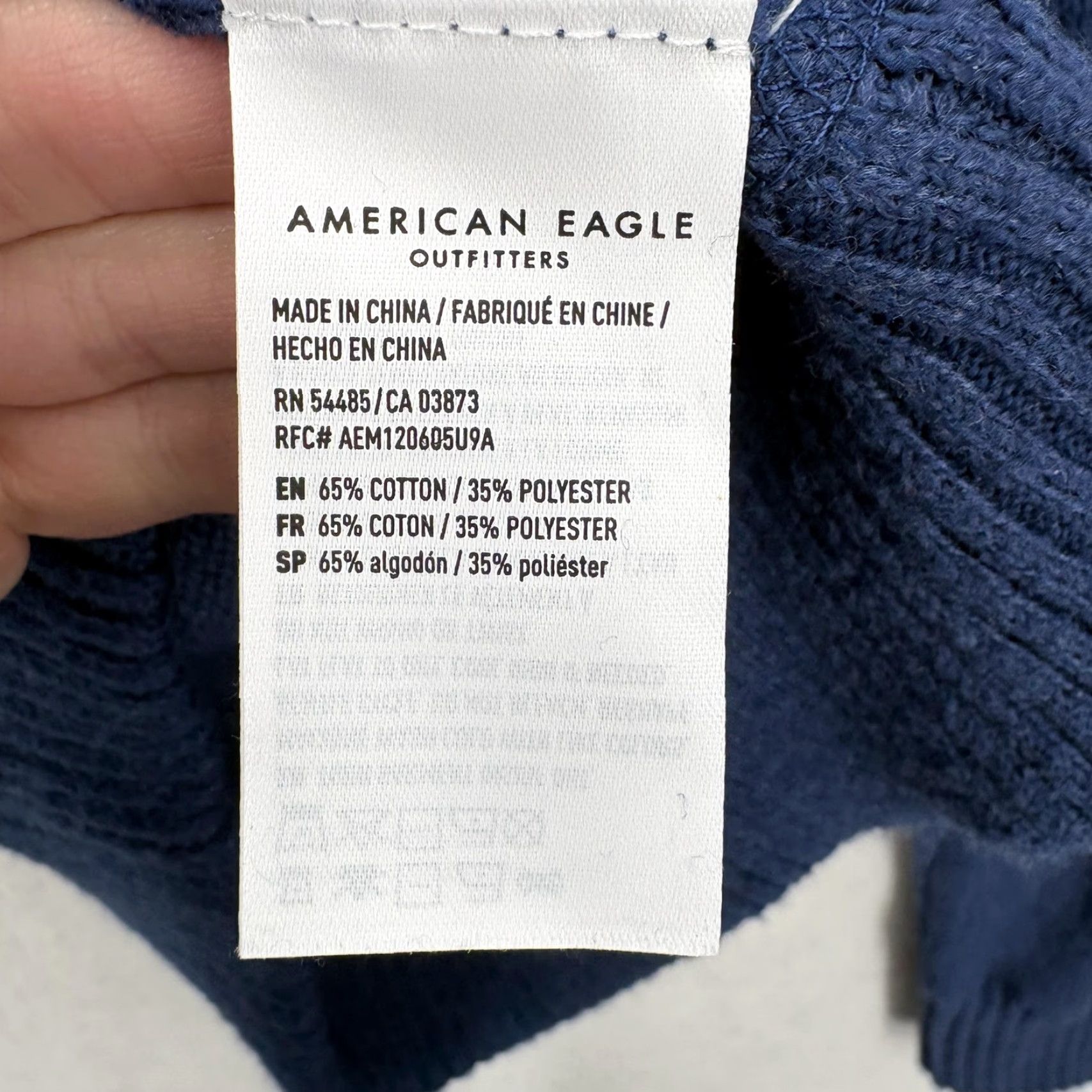 American Eagle Outfitters American Eagle Sweater Mens XS Blue Cotton Blend Crewneck Knit Pullover Casual Size US XS / EU 42 / 0 - 6 Thumbnail