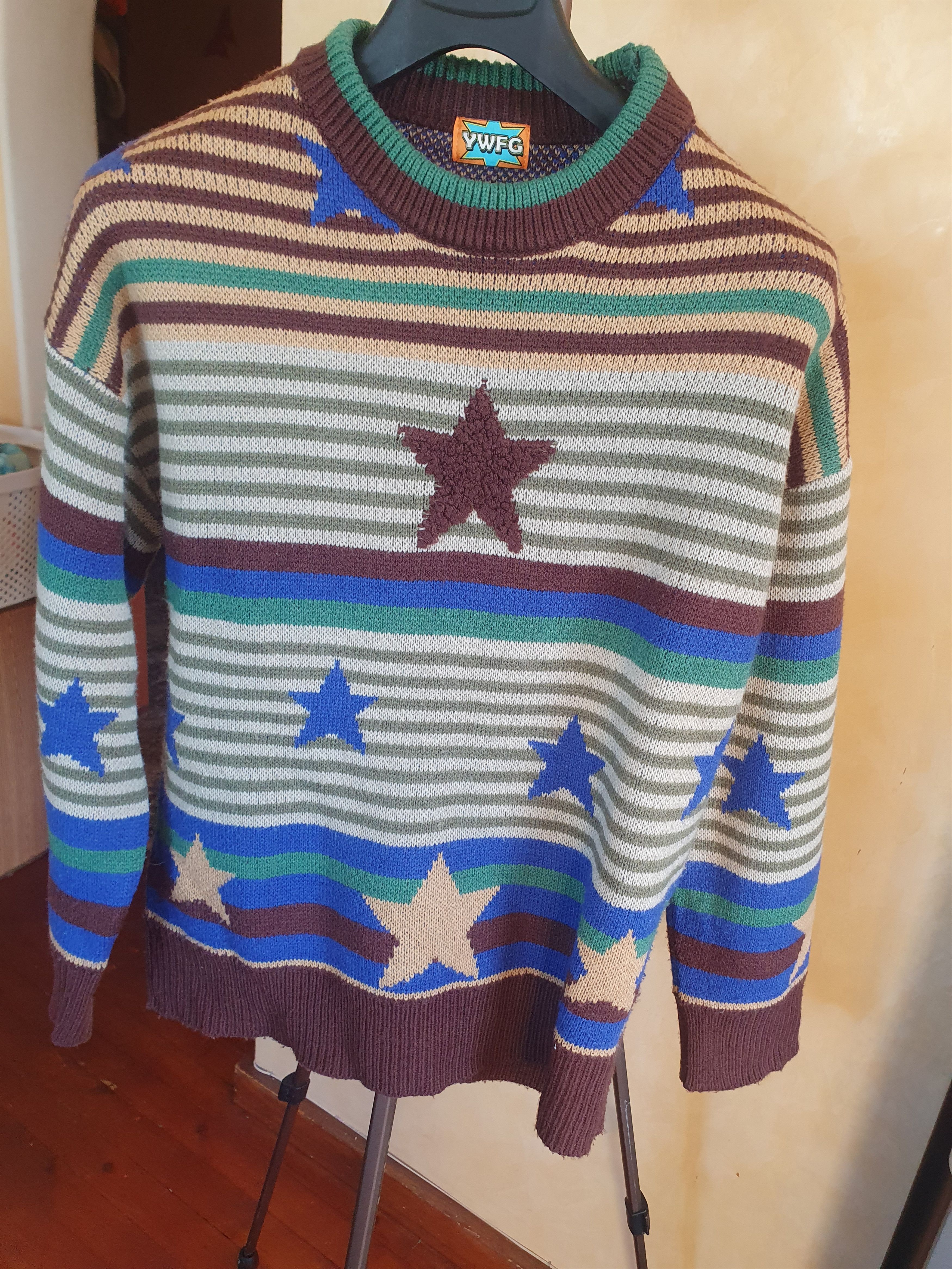 Other YWFG Sweater Stars Indie Fall Knitt Unisex sz M Size US M / EU 48-50 / 2 - 5 Thumbnail