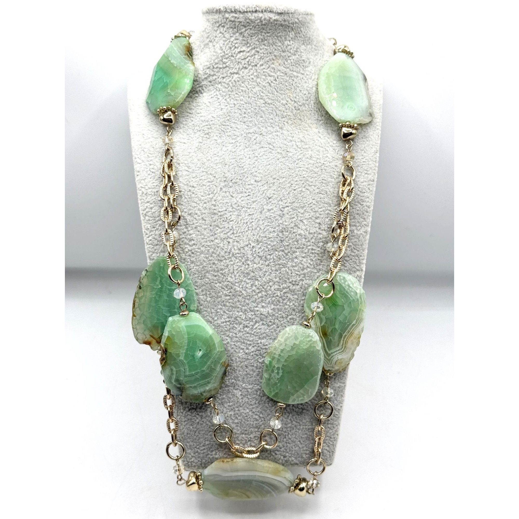 Vintage Green semi precious geode crystal necklace Size ONE SIZE - 2 Thumbnail