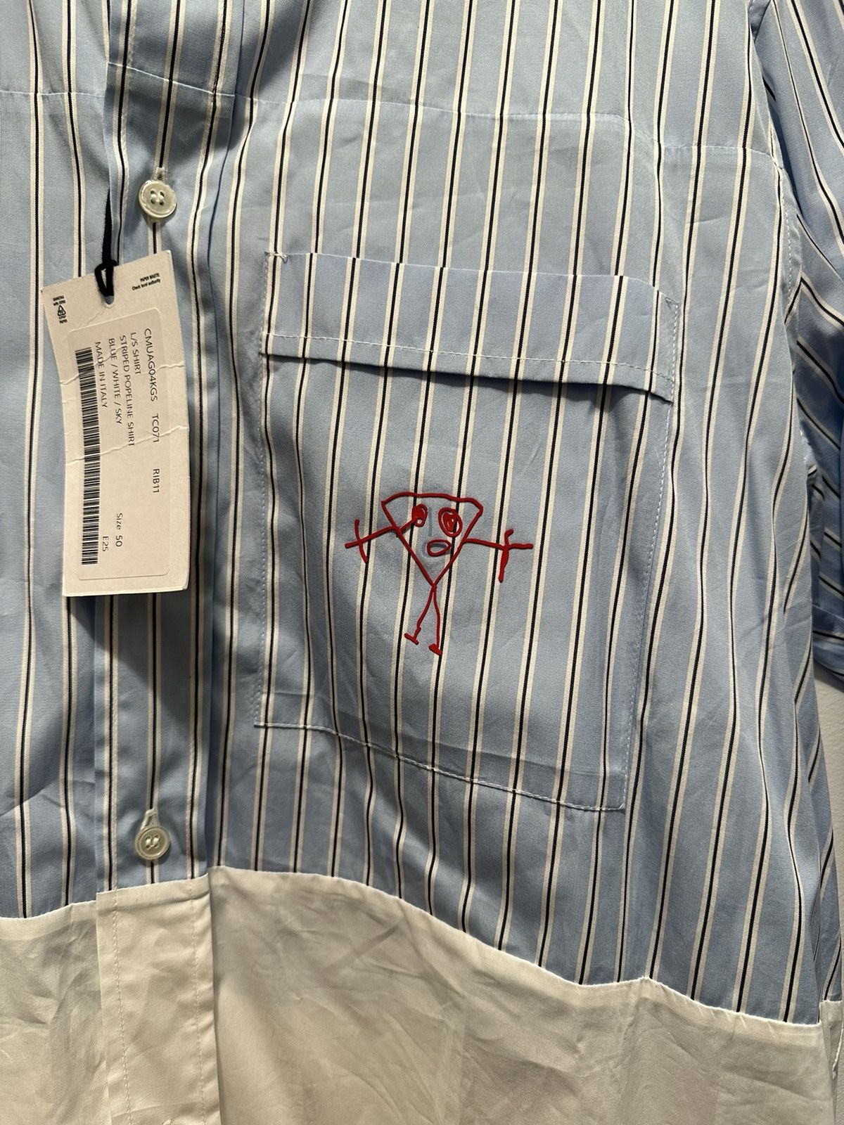 Plan C Plan C Colorblocked Robot Embroidery Striped Shirt Size US M / EU 48-50 / 2 - 3 Thumbnail