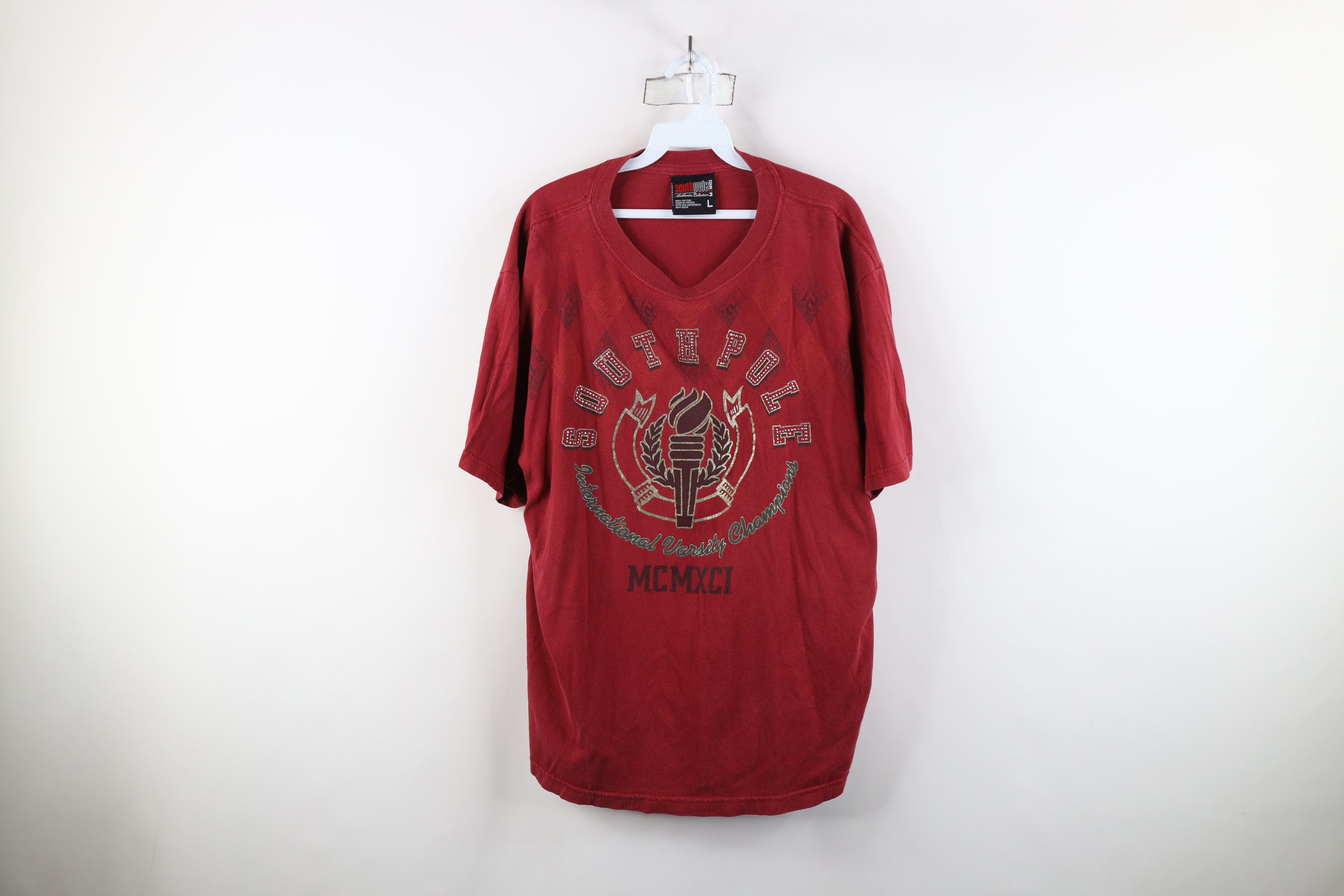 Southpole × Vintage Vintage 90s Y2K Southpole Spell Track and Field T-Shirt Red Size US L / EU 52-54 / 3 - 1 Thumbnail
