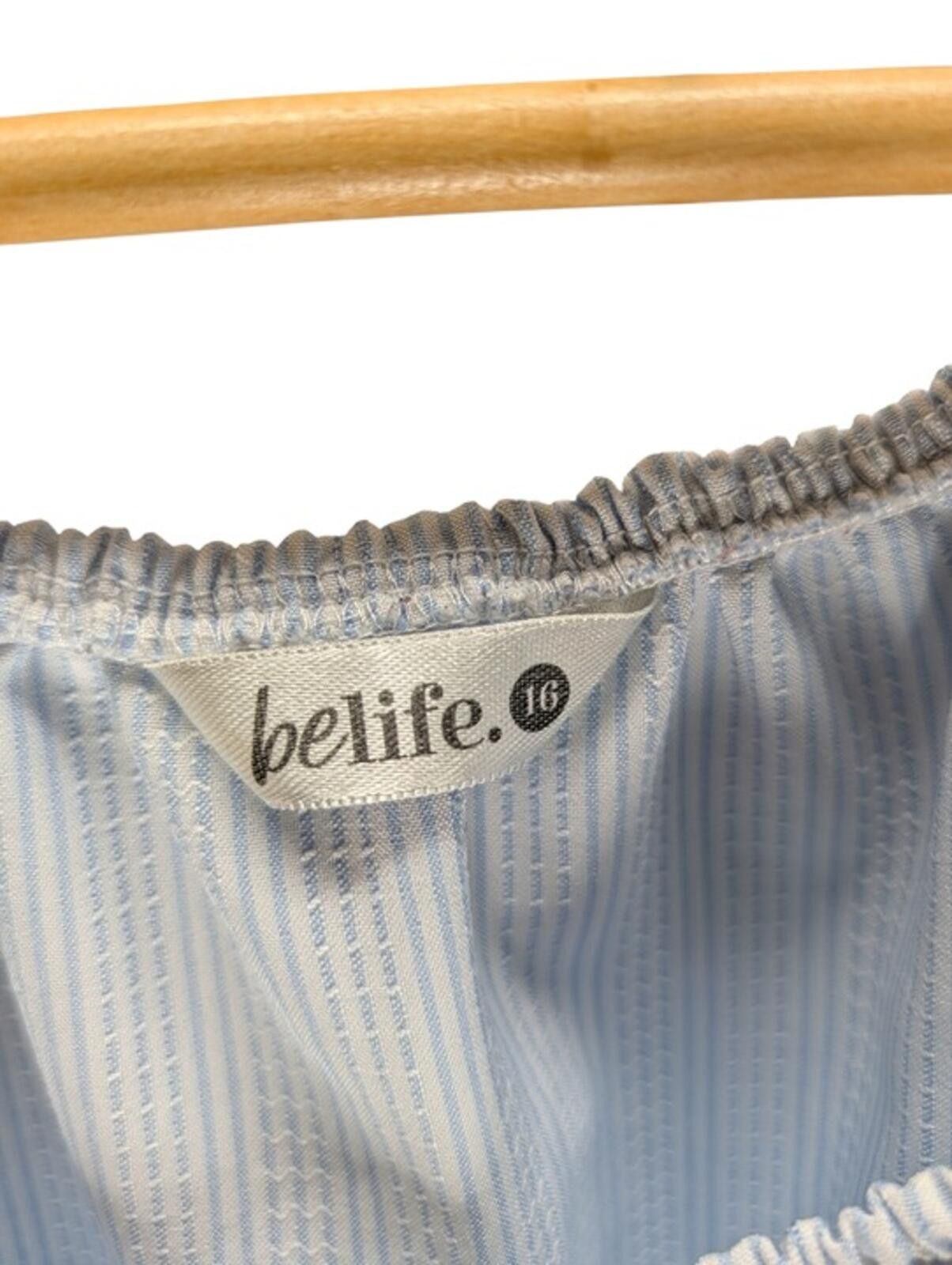 Belief NYC Belife Off Shoulder Top Kids (16) Ruffle Neck Blue Stripe Size XL / US 12-14 / IT 48-50 - 5 Thumbnail