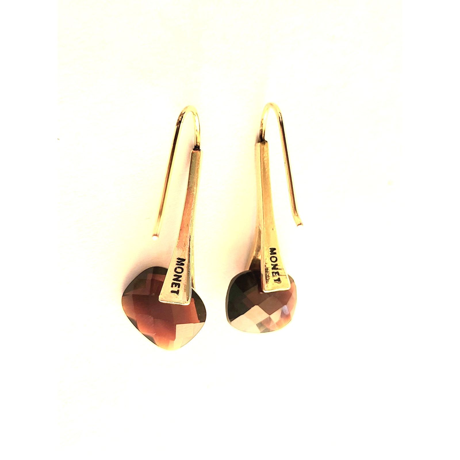 Monet 2 Pairs VTG Monet Gold Earrings Pierced Signed Size ONE SIZE - 4 Thumbnail