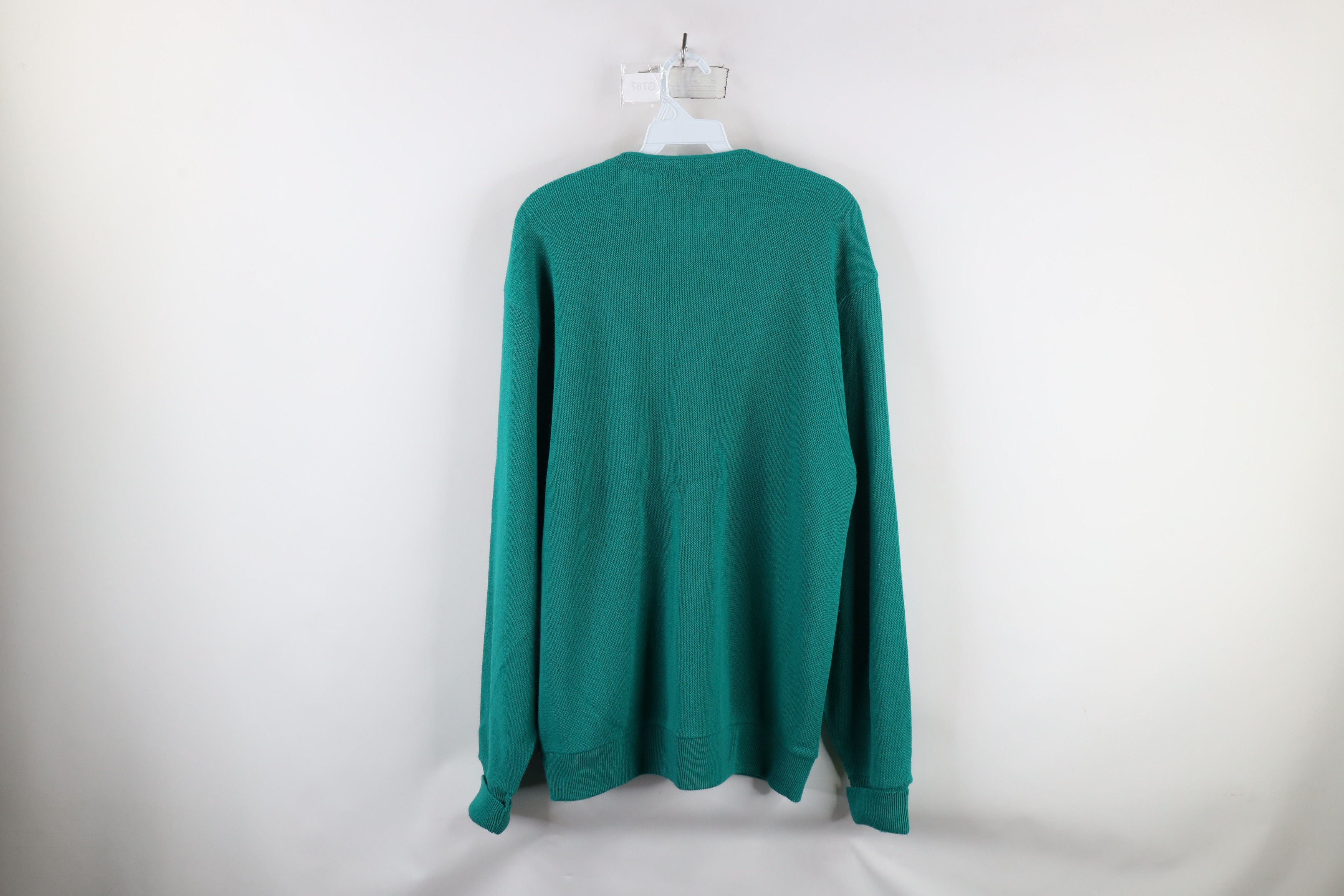 Izod × Vintage Vintage 90s Izod Out Knit Button Cardigan Sweater Teal USA Size US XL / EU 56 / 4 - 7 Thumbnail