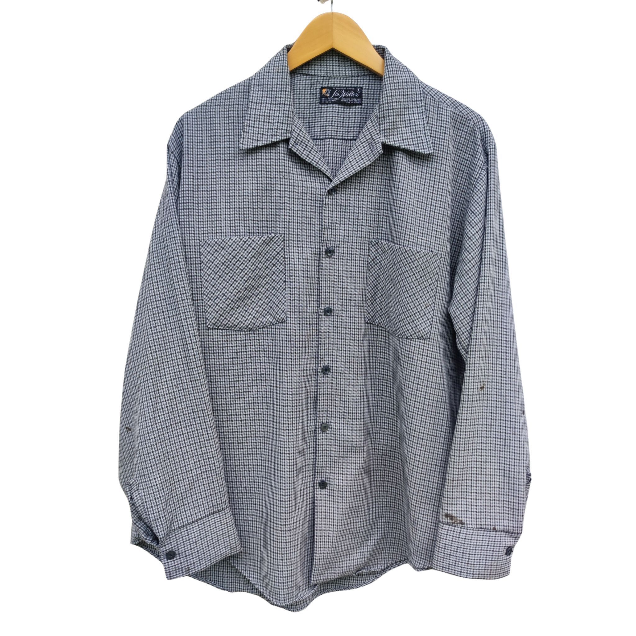 Vintage Vintage 70s Sir Walter Houndstooth Check Open Collar Size US L / EU 52-54 / 3 - 1 Thumbnail