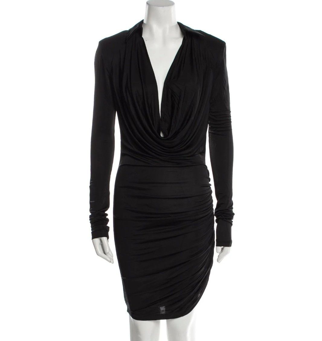 GAUGE81 Long Sleeve Cowl Neck Dress | Black | Viscose Lined Bodycon Size M / US 6-8 / IT 42-44 - 7 Thumbnail