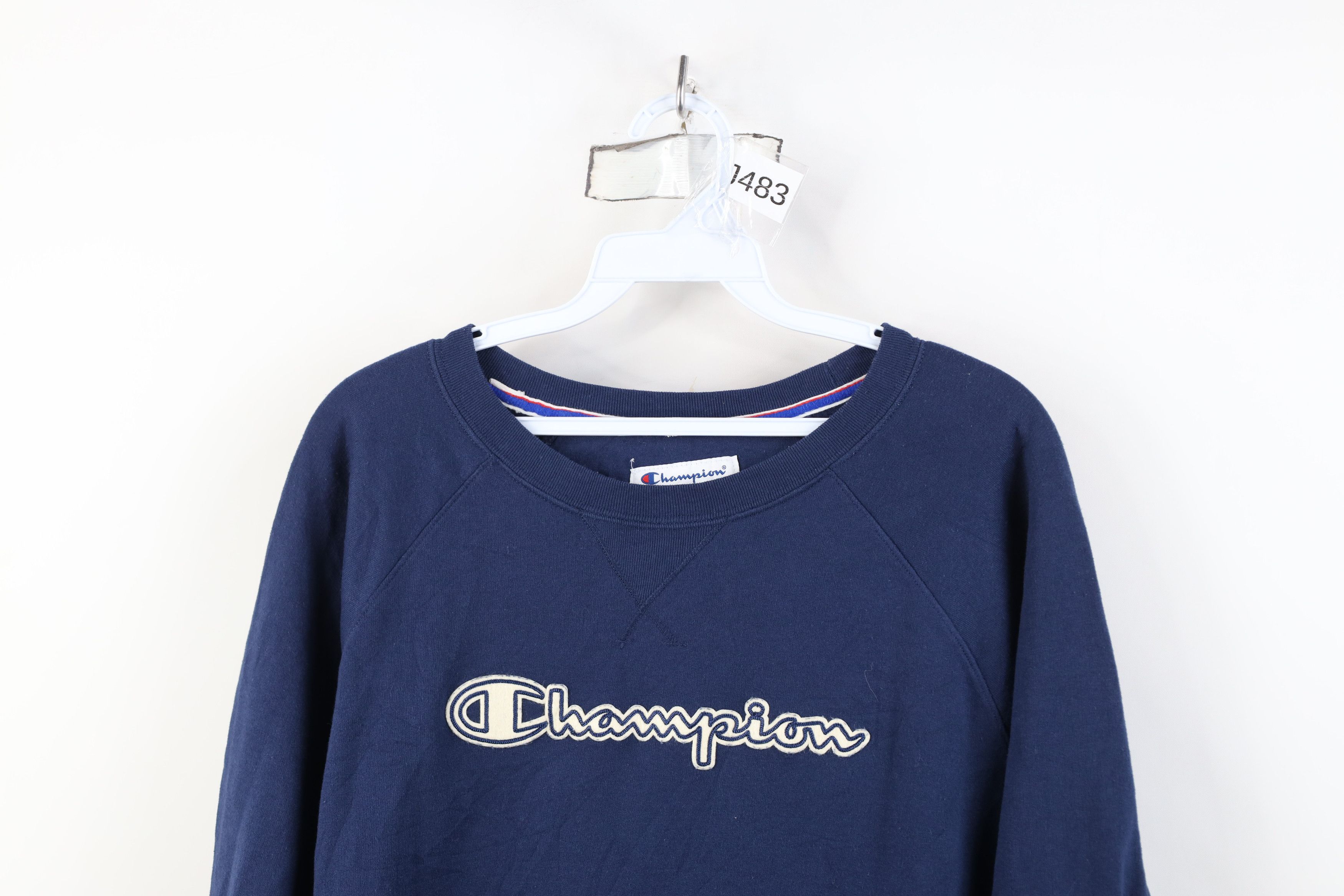 Champion Vintage Y2K Champion Spell Out Script Sweatshirt Navy Blue Size L / US 10 / IT 46 - 2 Thumbnail