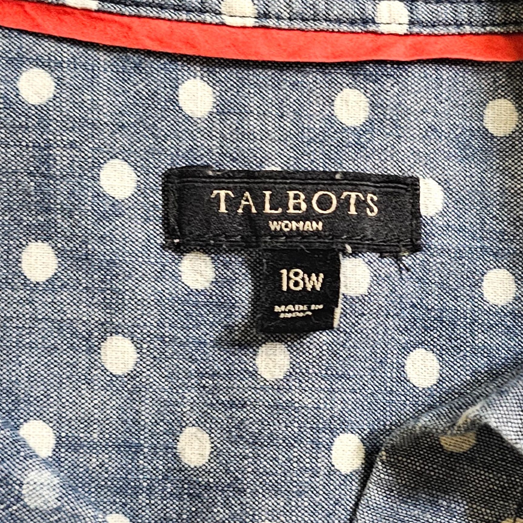 Talbots Talbots Top Womens 18W White Blue Polka Dot Button Long Sleeve Causal Career Shirt Size XXL / US 16-18 / IT 52-54 - 3 Thumbnail