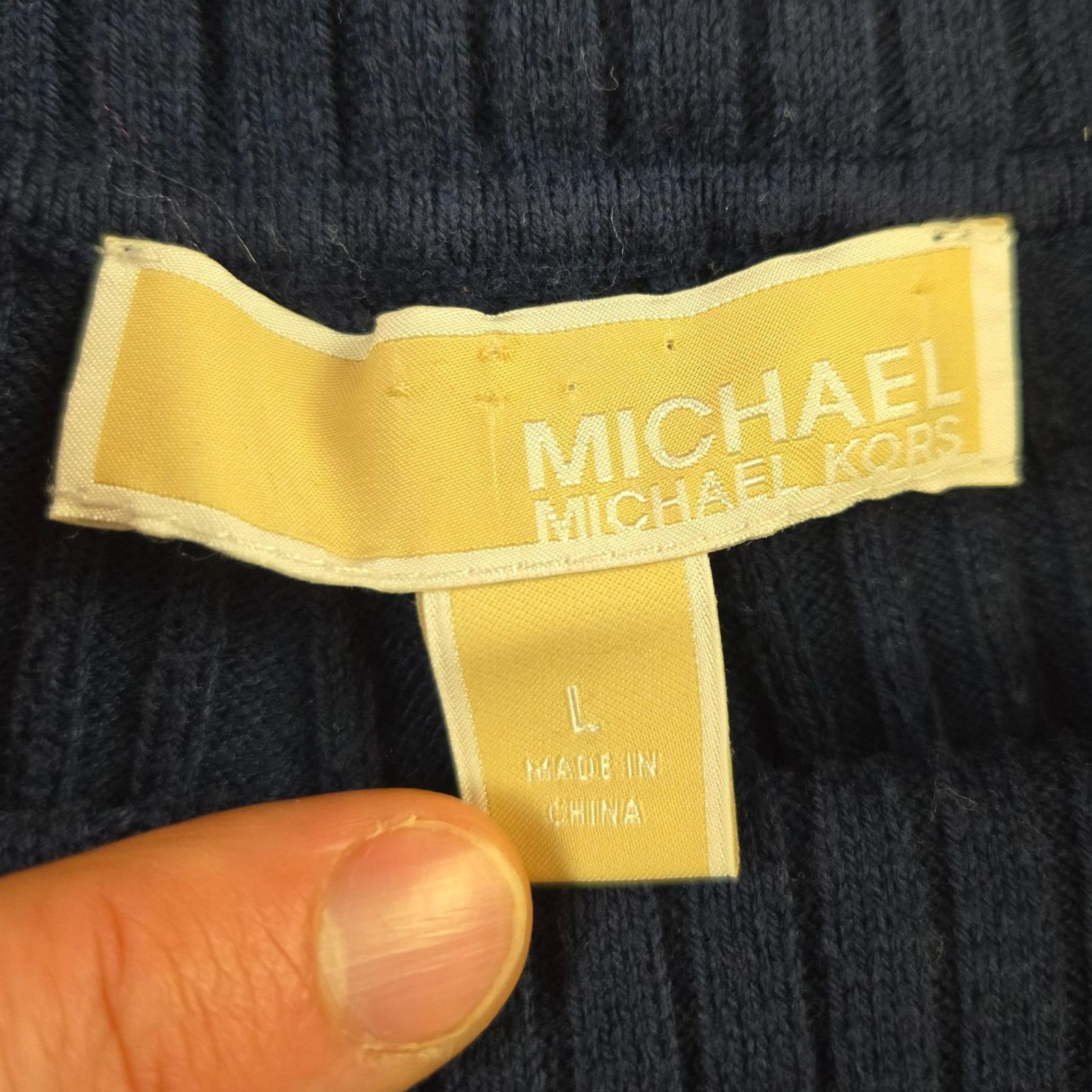 Michael Kors Michael Kors Navy Ribbed Off Shoulder Sweater Size Large Size L / US 10 / IT 46 - 6 Thumbnail