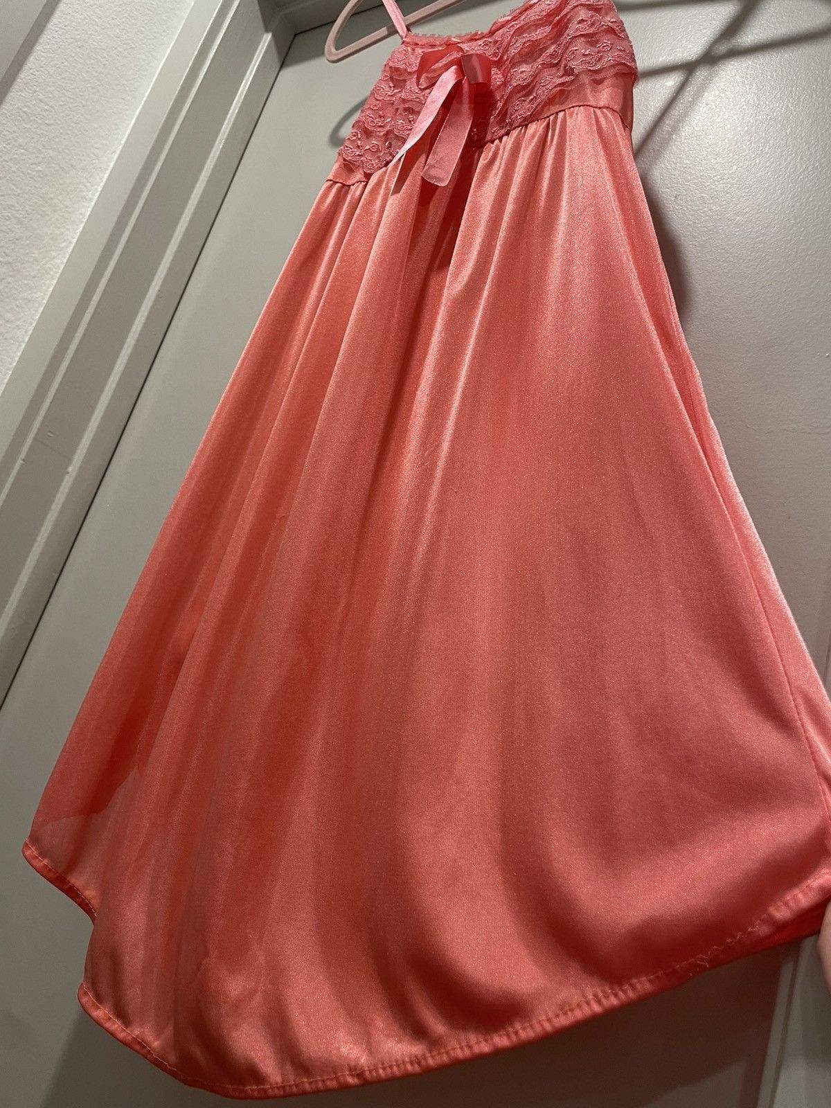 Vintage VTG Coquette Coral Pink Lace Spaghetti Strap Cami Slip Dress Size S / US 4 / IT 40 - 11 Thumbnail