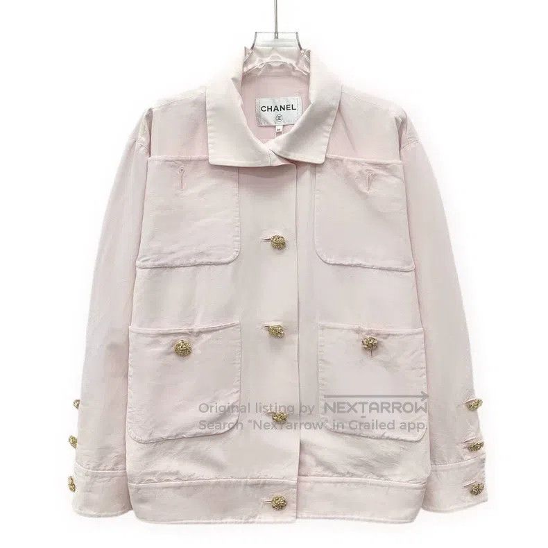 Chanel Light pink cotton lapel single-breasted long-sleeve