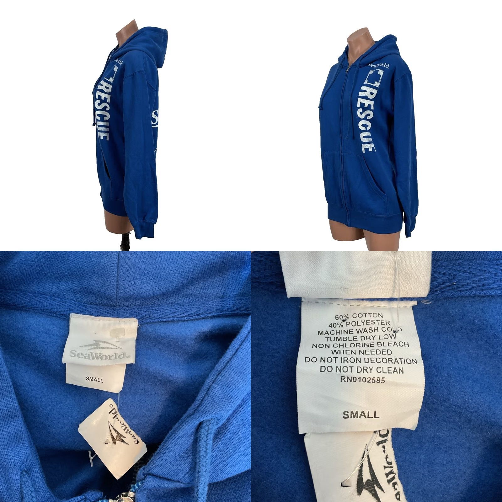 Vintage Sea World Rescue Official Park Hoodie Sweatshirt Men’s Small Blue NWT New Size US S / EU 44-46 / 1 - 8 Thumbnail