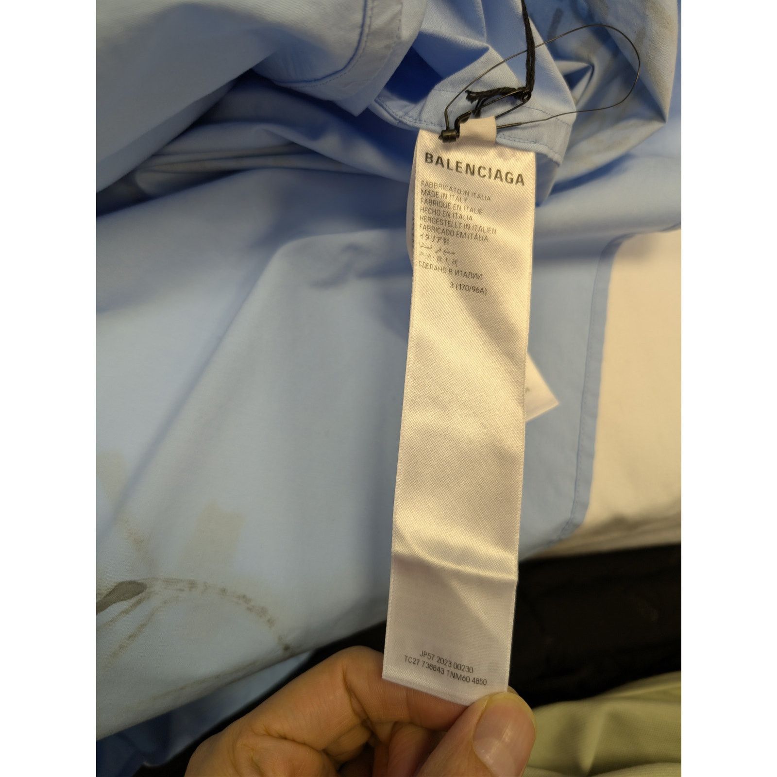 Balenciaga o1rshd1 Cotton Poplin Graffiti Shirt in Sky Blue Size US L / EU 52-54 / 3 - 15 Thumbnail