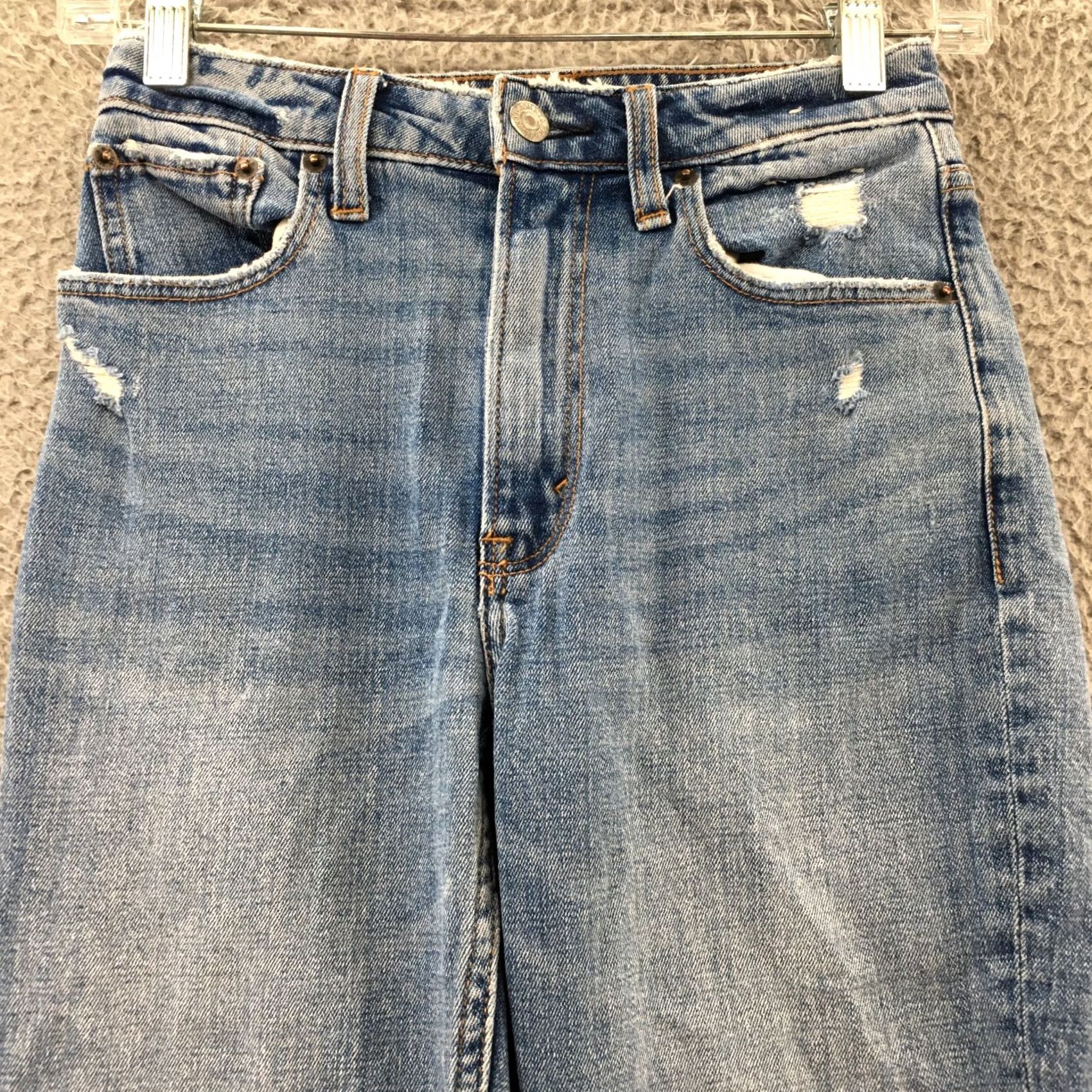 Abercrombie & Fitch Abercrombie & Fitch The Skinny Jeans Womens 23/000R Blue Denim Denim Jeans Slim Regular 5-Pocket Distressed Stretch Womens Size 40" / US 18 - 2 Thumbnail
