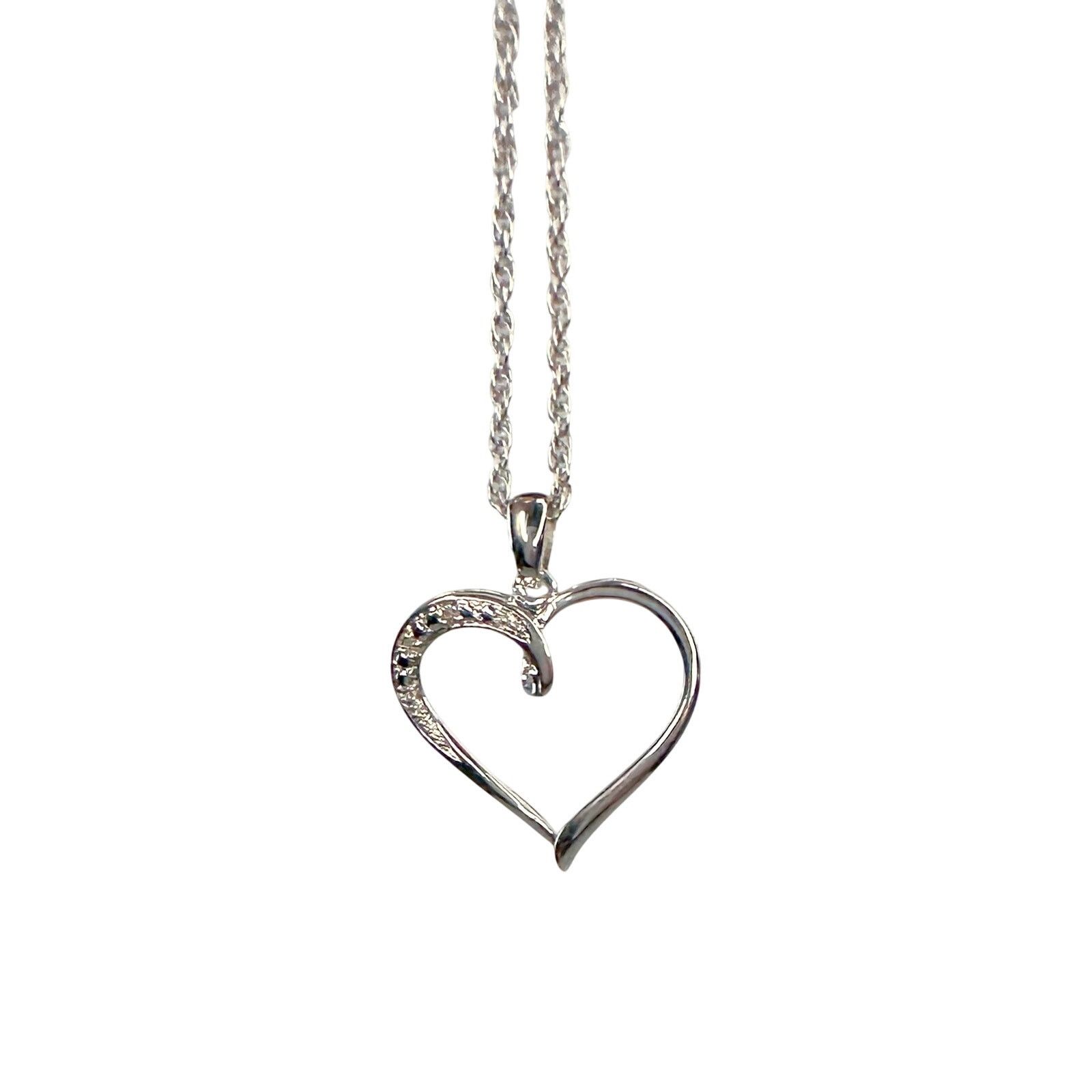 Other Heart Pendant with Diamond Accent - Rhodium Plated -15" Size ONE SIZE - 7 Thumbnail