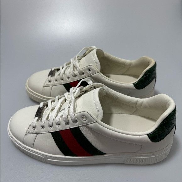Gucci Gucci Ace Leather Web Low-Top Sneakers White Men’s GG 7/US 8 Size US 8 / EU 41 - 3 Thumbnail
