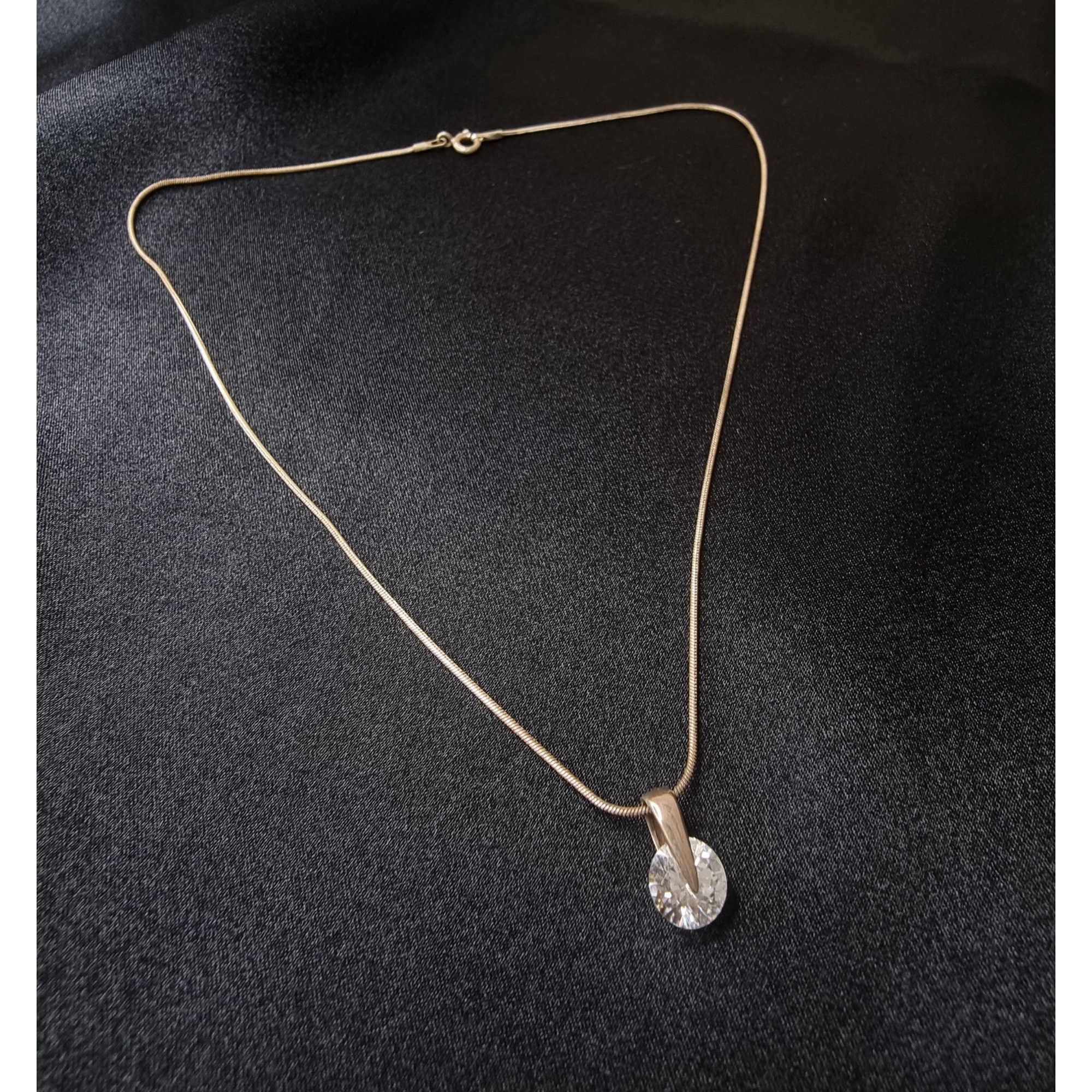 Vintage Vintage Sterling Silver Crystal Pendant Necklace With Snake Size ONE SIZE - 2 Thumbnail